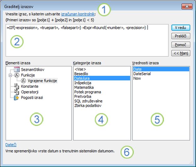 Pogovorno okno »Graditelj izrazov«