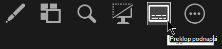 Gumb za preklop podnapisov v pogledu predstavitelja