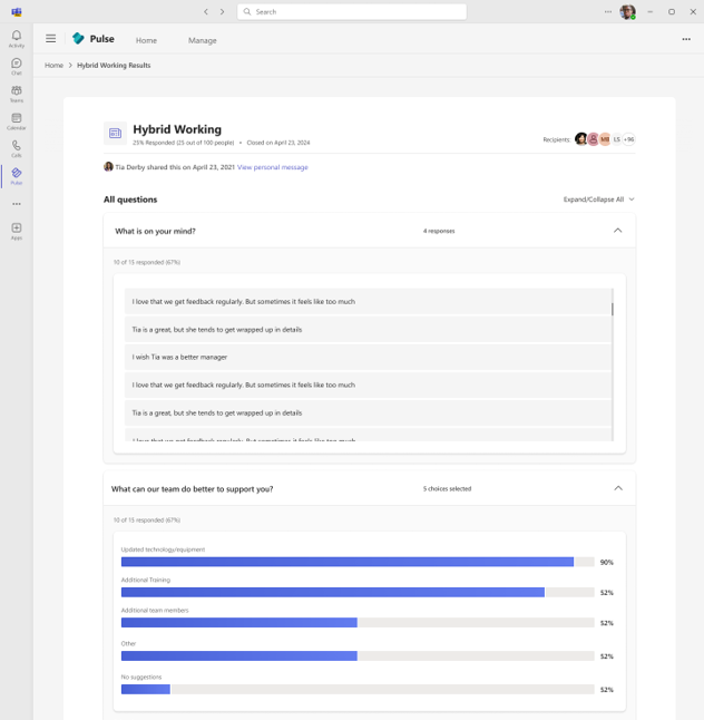 Image showing the shared report view for Pulse reports