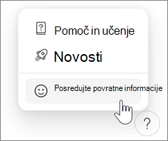 Pošiljanje povratnih informacij v aplikaciji Microsoft Loop