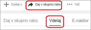 Kliknite »Skupna raba« in nato »Vdelaj«