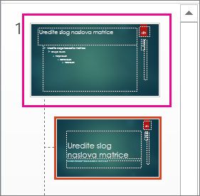 Sličica matrice diapozitiva v pogledu matrice diapozitiva