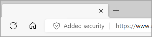 Dodana varnost prikaže na levi strani naslovne vrstice brskalnika Microsoft Edge, ko je za spletno mesto vklopljena izboljšana varnost. 