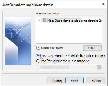 Izberite» Uvozi elemente v trenutno mapo «