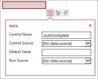 Property box for a new autocomplete box control