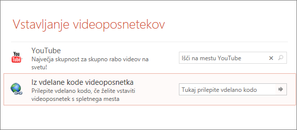 Pokaže možnost vdelave videa v PowerPointu.