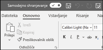 Tipka za preklapljanje samodejnega shranjevanja v Officeu