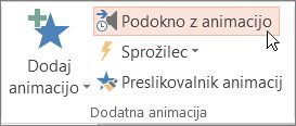 Odprite podokno animacije