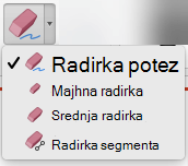 V računalniku Mac ima PowerPoint za Office 365 štiri radirke za digitalni rokopis.