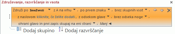 Možnosti združevanja (razširjeno)