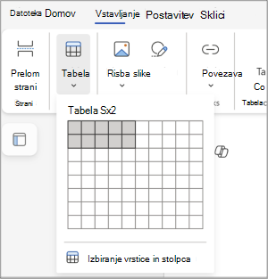 Vstavljanje tabele