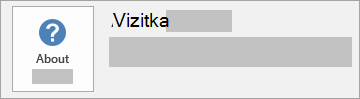 Posnetek zaslona gumba vizitke za Office za namestitev MSI. Ne vključuje številke različice ali graditve