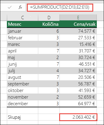 Odprite napako #VALUE! v podatkih, da odpravite napako SUMPRODUCT