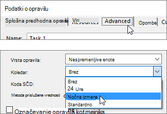 Pogovorno okno »Podatki o opravilu«