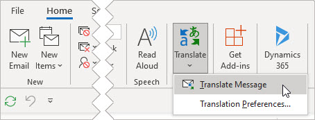 Izberite »Prevedi sporočilo«