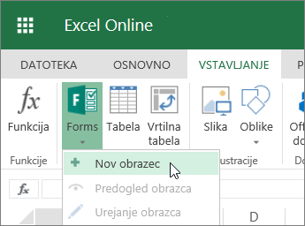 »Obrazci« > »Nov obrazec«