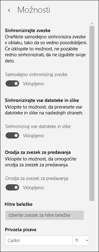 Možnosti za orodja zvezka za predavanja