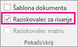 Raziskovalec za risanje, izbran na zavihku »razvijalec« v programu Visio 2016