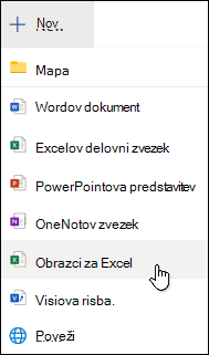 Možnost» Vstavi obrazec za Excel «v Excelu za splet