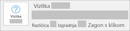 Posnetek zaslona, na katerem sta prikazani različica in graditev za zagon s klikom