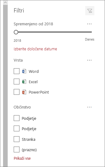 Document filter pane