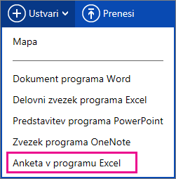 Ustvarite Excelovo anketo