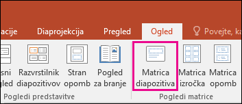 prikaže gumb matrice diapozitiva na traku v PowerPointu