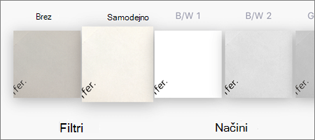 Možnosti filtra za optično prebrane slike v storitvi OneDrive za iOS