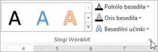 Selecting the WordArt Styles dialog box launcher