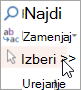 Možnost »Izberi« v skupini »Urejanje«