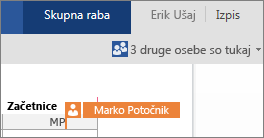 V programu Word Online si lahko ogledate, ali v dokumentu delajo tudi drugi avtorji