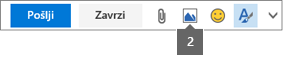 Z ikono za vstavljanje slike lahko vsebino vstavite iz storitve OneDrive ali iz računalnika