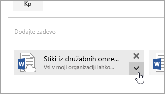 Posnetek zaslona gumba »Več dejanj«.