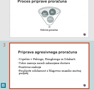 Označevanje revizij v podoknu s sličicami PowerPointa