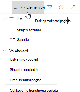 Meni »Možnosti pogleda«