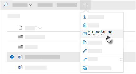 Posnetek zaslona ukaza »Premakni v« v OneDrive za podjetja