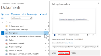 Omogočite skupno rabo dokumenta v SharePointovi knjižnici