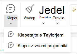 Chat around email ribbon item select for drop-down menu