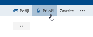 Posnetek zaslona gumba »Priloži«.