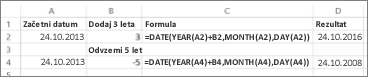 Primeri dodajanja ali odštevanja datumov
