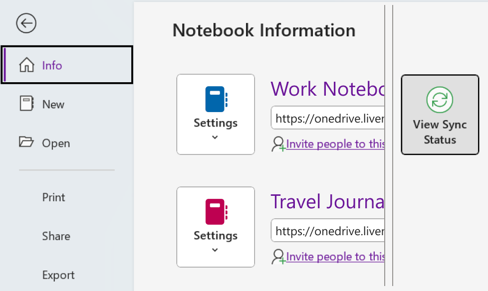 Oglejte si stanje sinhronizacije za OneNote v sistemu Windows.