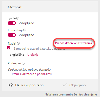 Izberite povezavo za prenos datoteke