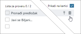 Brisanje stavke polja za potvrdu