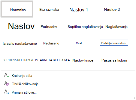 Biblioteka stilova u programu Word
