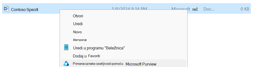 Primena oznake osetljivosti na Microsoft Purview u istraživaču datoteka