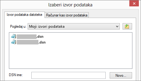 Dijalog „Izbor izvora podataka“