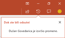 PowerPoint za Office 365 vam pokazuje ko je izvršio promene u deljenoj datoteci dok ste bili odsutni