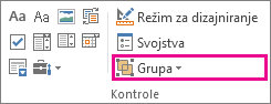 dugme grupe režima projektanta