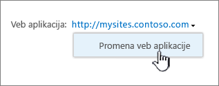 Opcija "Promeni veb aplikaciju"