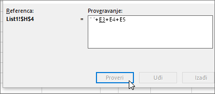 Dijalog „Provera formule“ sa +E3+E4+E5